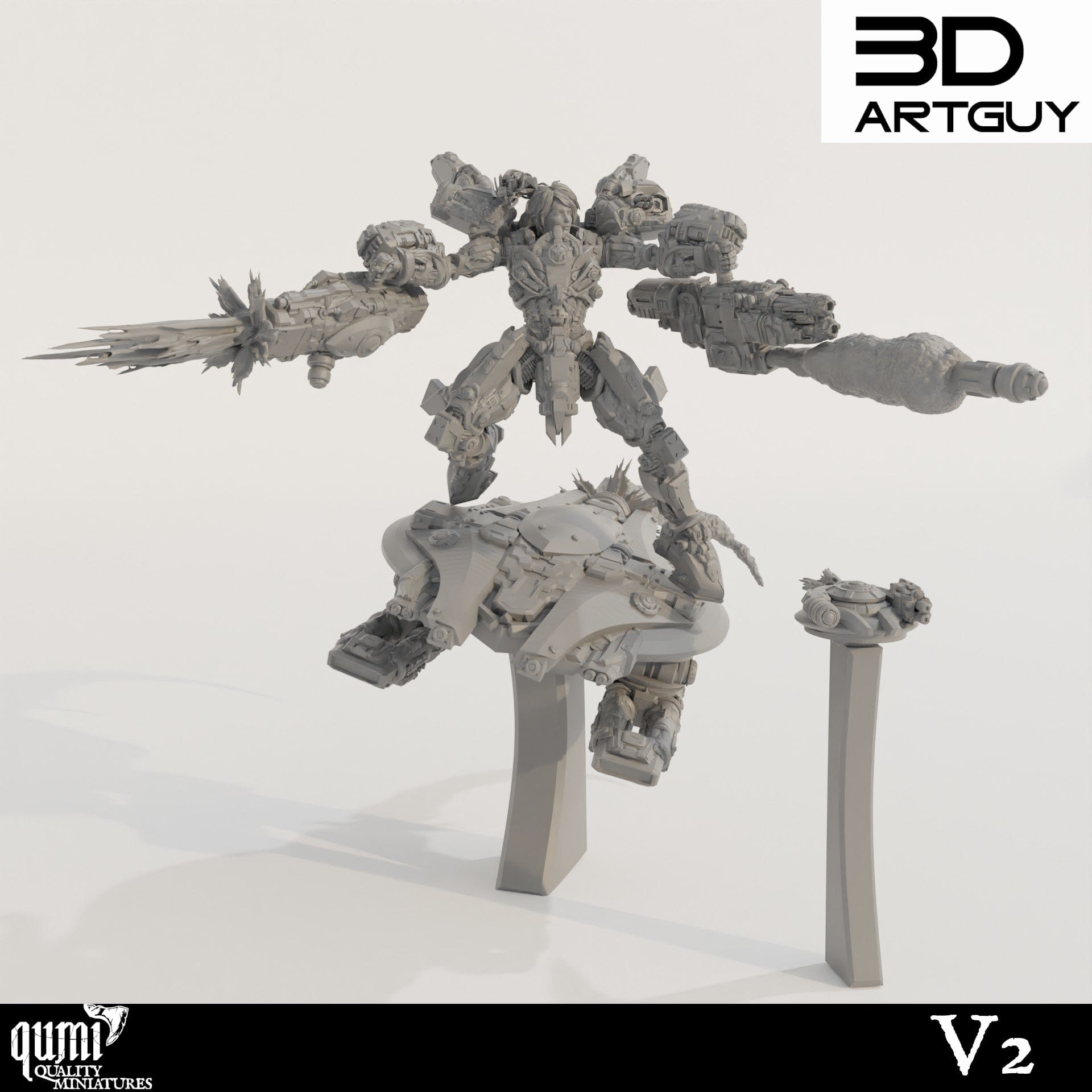 Tabletop RPG Miniature Shooty Alien - Qumi - 3D ArtGuy 32mm scale - 50mm head to toe / V2 Quality Miniatures - Qumi Wargaming Mini Model Figure