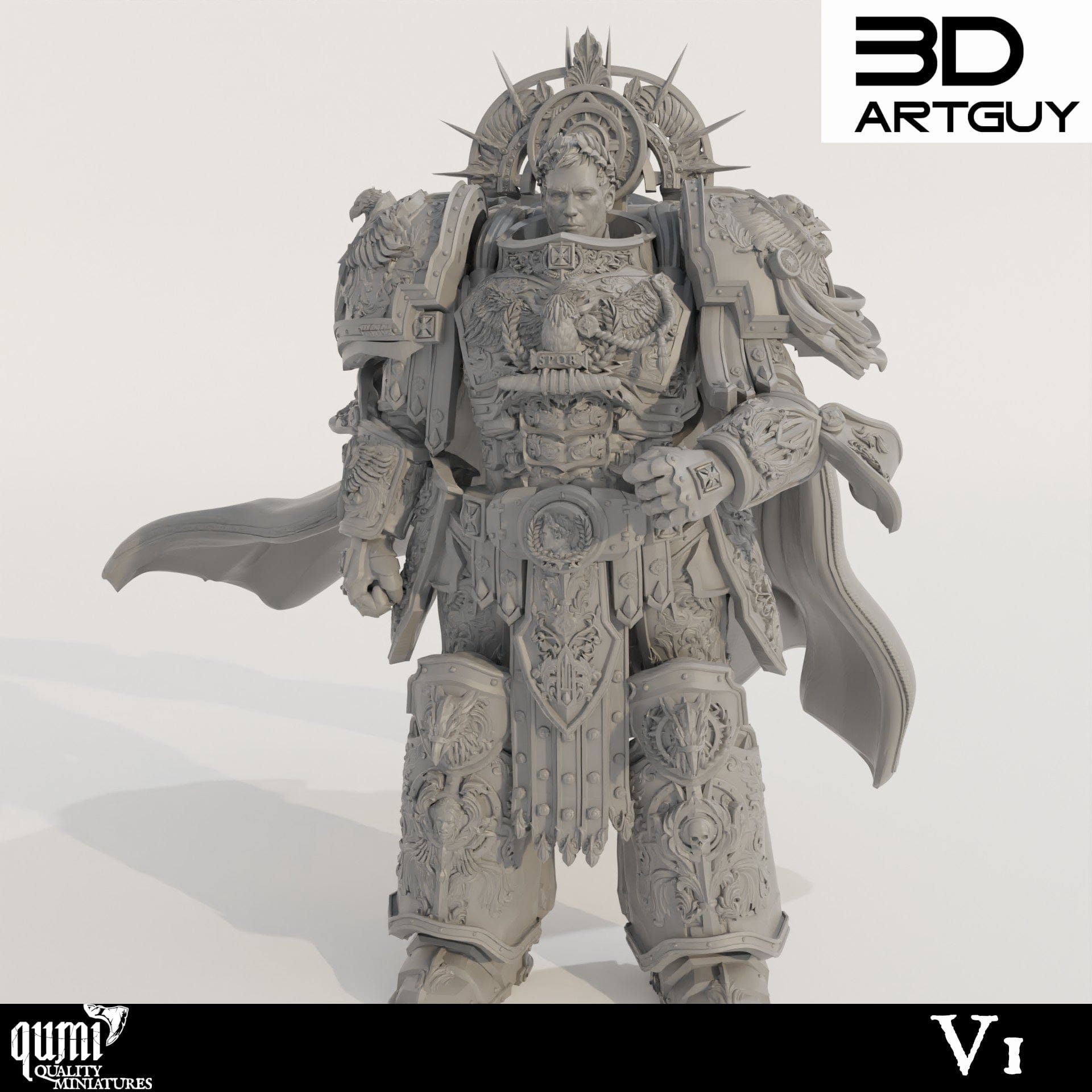 Tabletop RPG Miniature Space Caesar - Qumi 32mm scale - 55mm head to toe / V1 Quality Miniatures - Qumi Wargaming Mini Model Figure