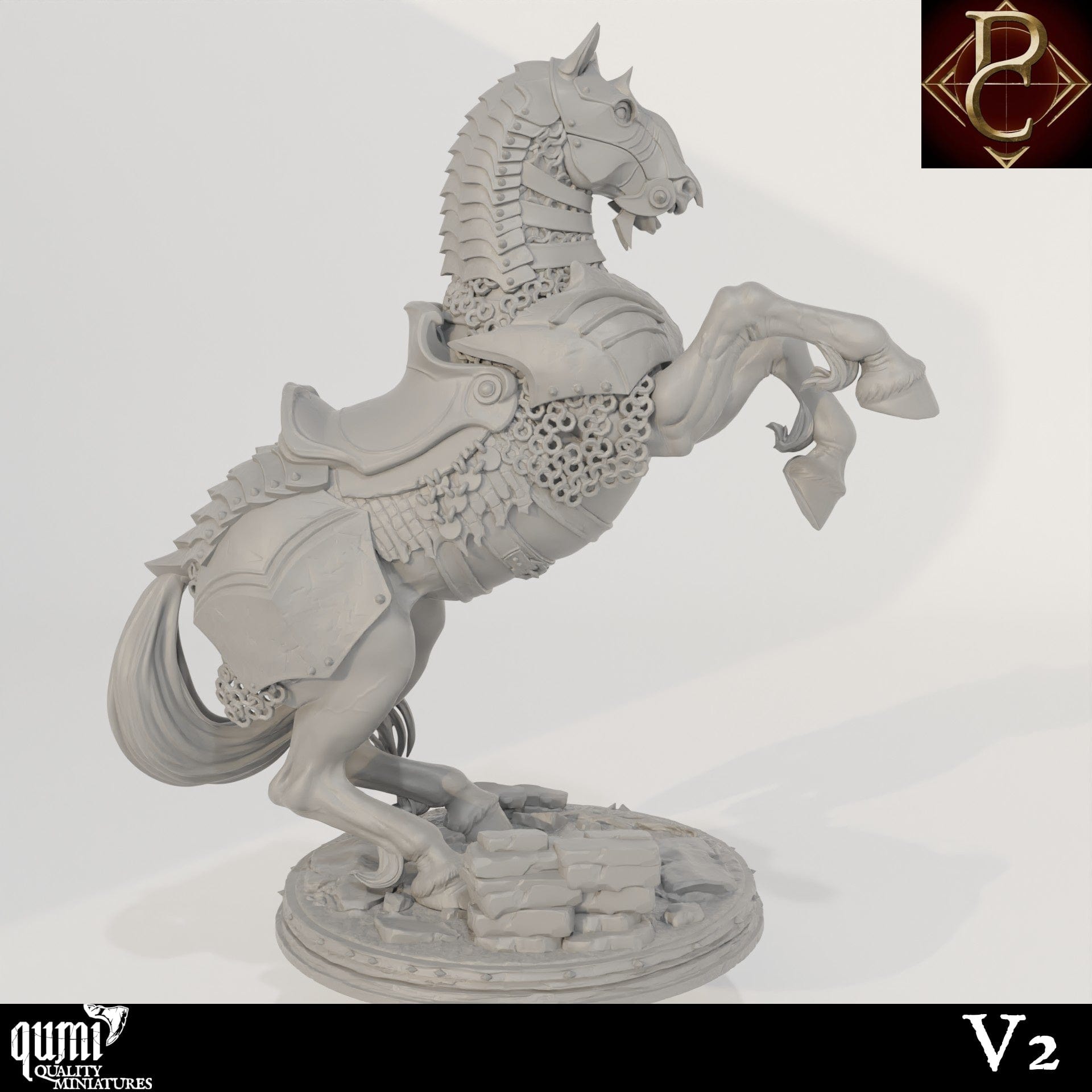 Tabletop RPG Miniature Savarkar and Dark Horse - 32mm to XL Size - Qumi - Parasite Collectibles 32mm Scale - 80mm Horse head to toe / V2 without mounted mini Quality Miniatures - Qumi Wargaming Mini Model Figure