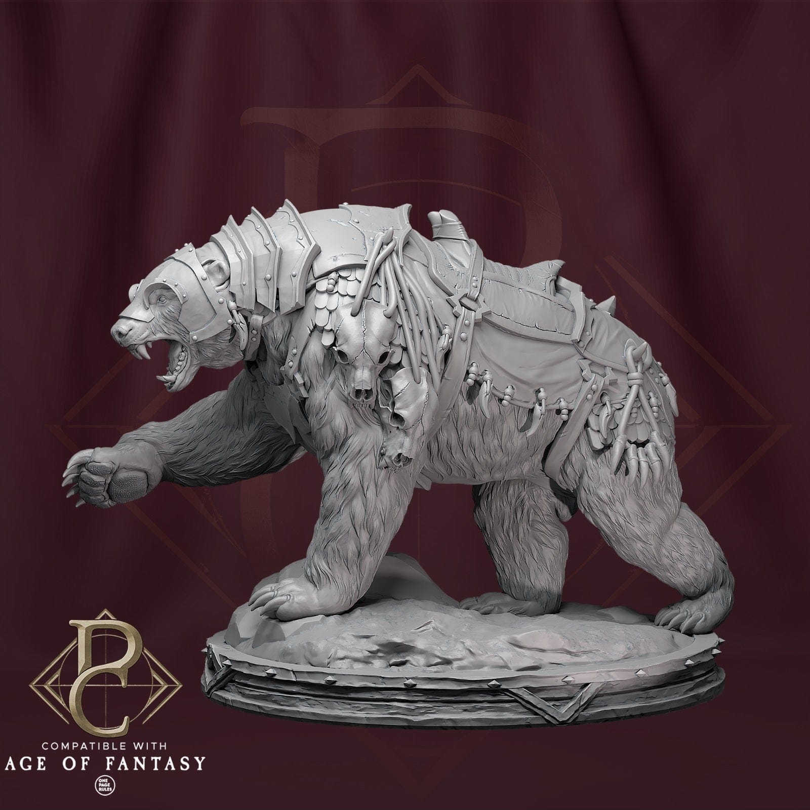 Tabletop RPG Miniature Worfar and The Bear - 32mm to XL Size - Qumi - Parasite Collectibles 32mm Scale - 91mm Bear head to toe / V2 without mounted mini Quality Miniatures - Qumi Wargaming Mini Model Figure
