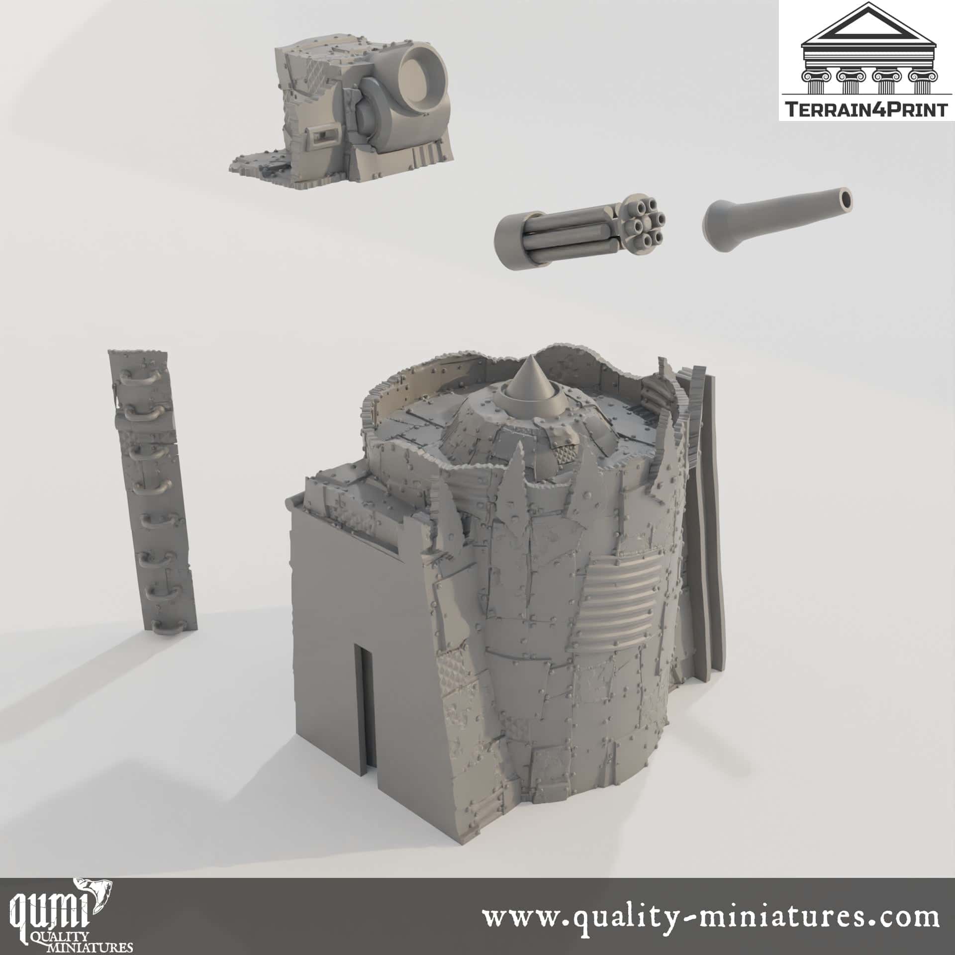 Baricade Canon - Rivet City - Resin Print - Tabletop RPG Terrain - Terrain4Print - Qumi 32mm scale Quality Miniatures - Qumi Wargaming Mini Model Figure