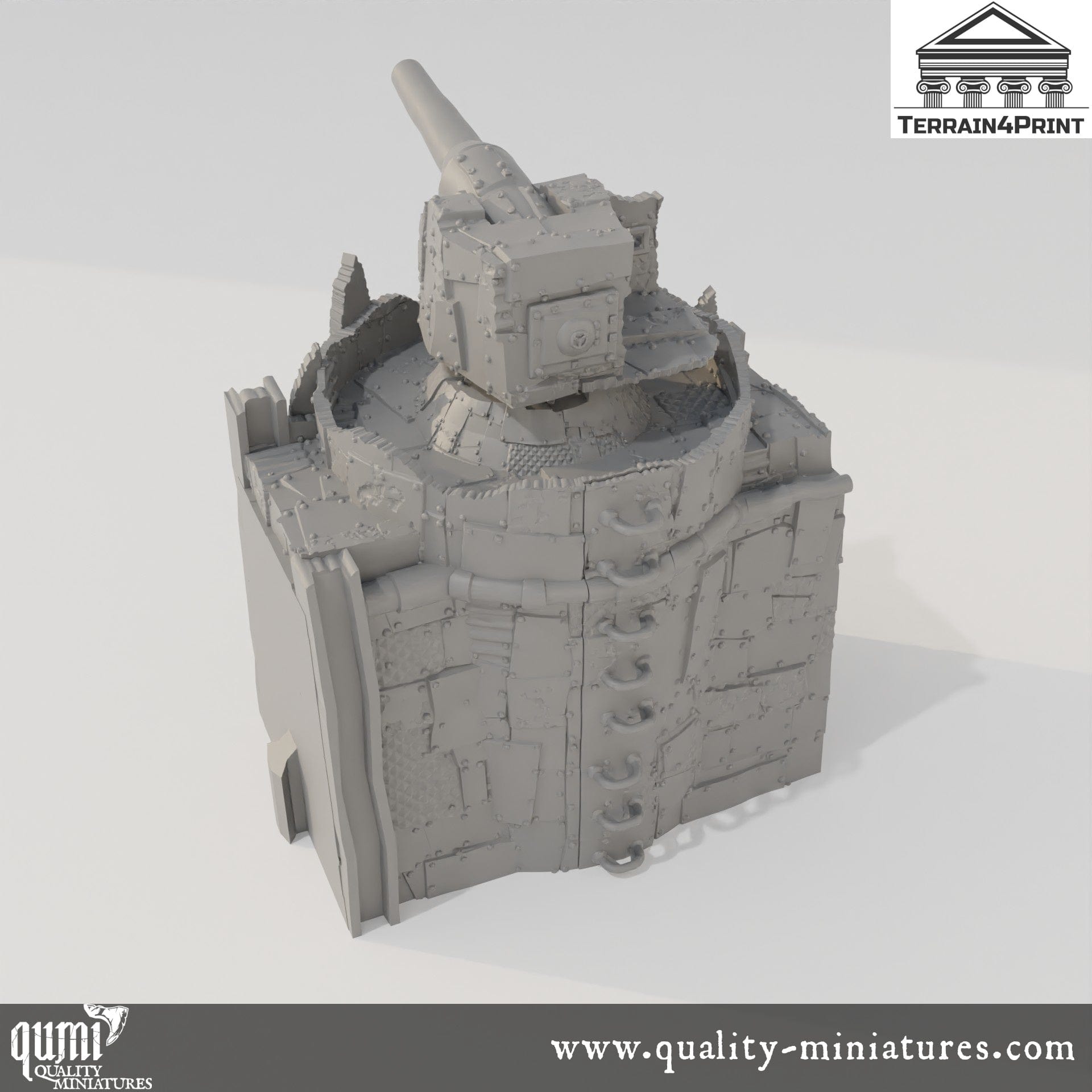 Baricade Canon - Rivet City - Resin Print - Tabletop RPG Terrain - Terrain4Print - Qumi 32mm scale Quality Miniatures - Qumi Wargaming Mini Model Figure