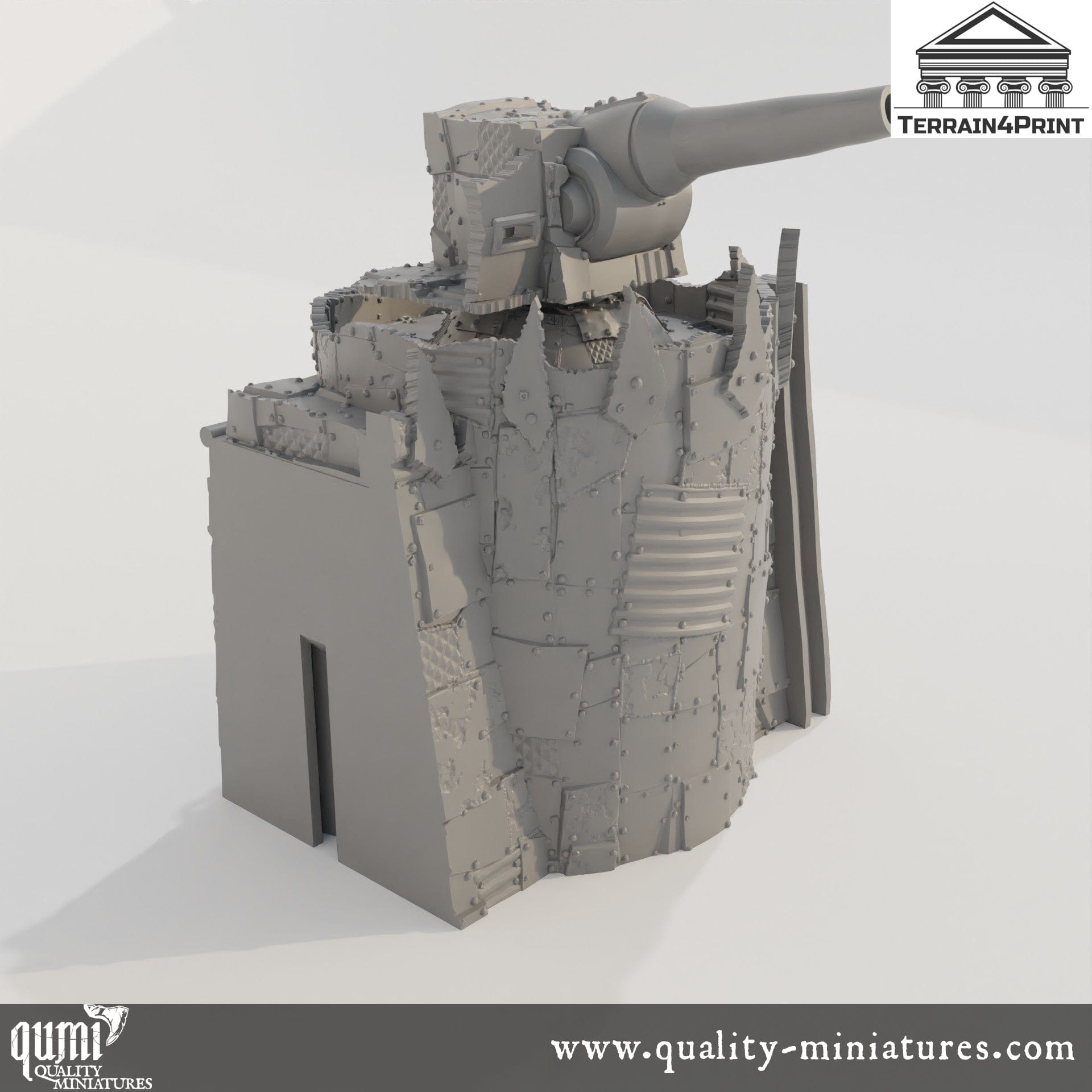 Baricade Canon - Rivet City - Resin Print - Tabletop RPG Terrain - Terrain4Print - Qumi 32mm scale Quality Miniatures - Qumi Wargaming Mini Model Figure