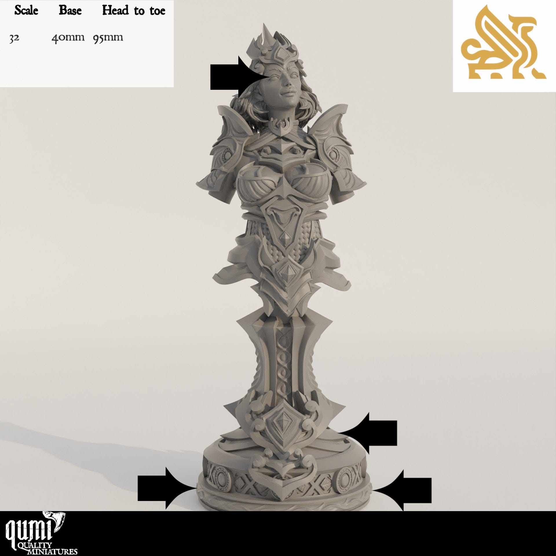 Elysia Bust - 32mm Tabletop RPG Mini - Qumi - DM Stash 32mm Scale Quality Miniatures - Qumi Wargaming Mini Model Figure