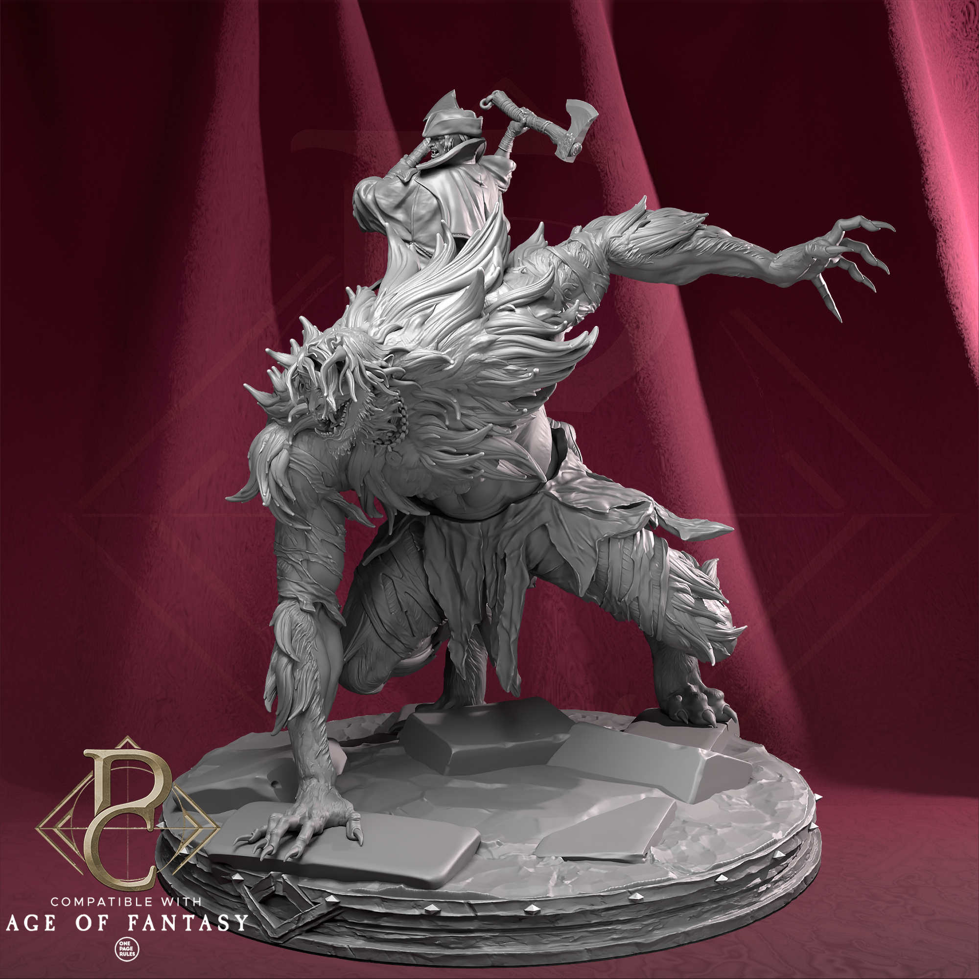 Fantasy Monster w/ mounted Edmund de Fronsac Parasite Collectibles - Quality Miniatures - Qumi