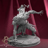 Low-angle view of the mounted fighter miniature showing the rider, beast, and base.