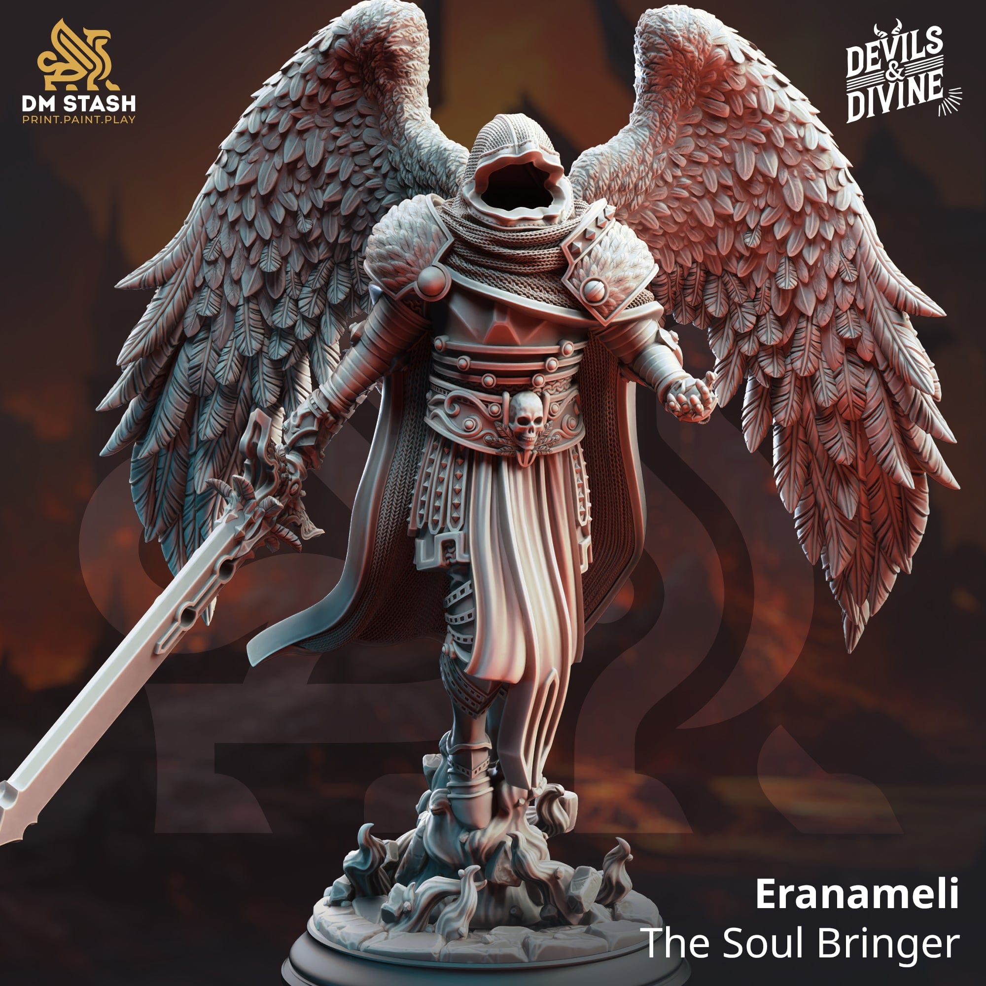 Tabletop RPG Miniature Eranameli - The Soul Bringer - 32mm 75mm Qumi - DM Stash 32mm Scale Quality Miniatures - Qumi Wargaming Mini Model Figure