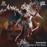 Nosmarka Mother of the Abyss sorcerer miniature with wings and chains in unpainted gray resin