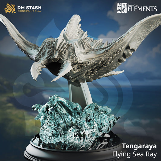 Tabletop RPG Miniature Tengaraya - Flying Sea Ray - 32mm Qumi - DM Stash 32mm Scale Quality Miniatures - Qumi Wargaming Mini Model Figure