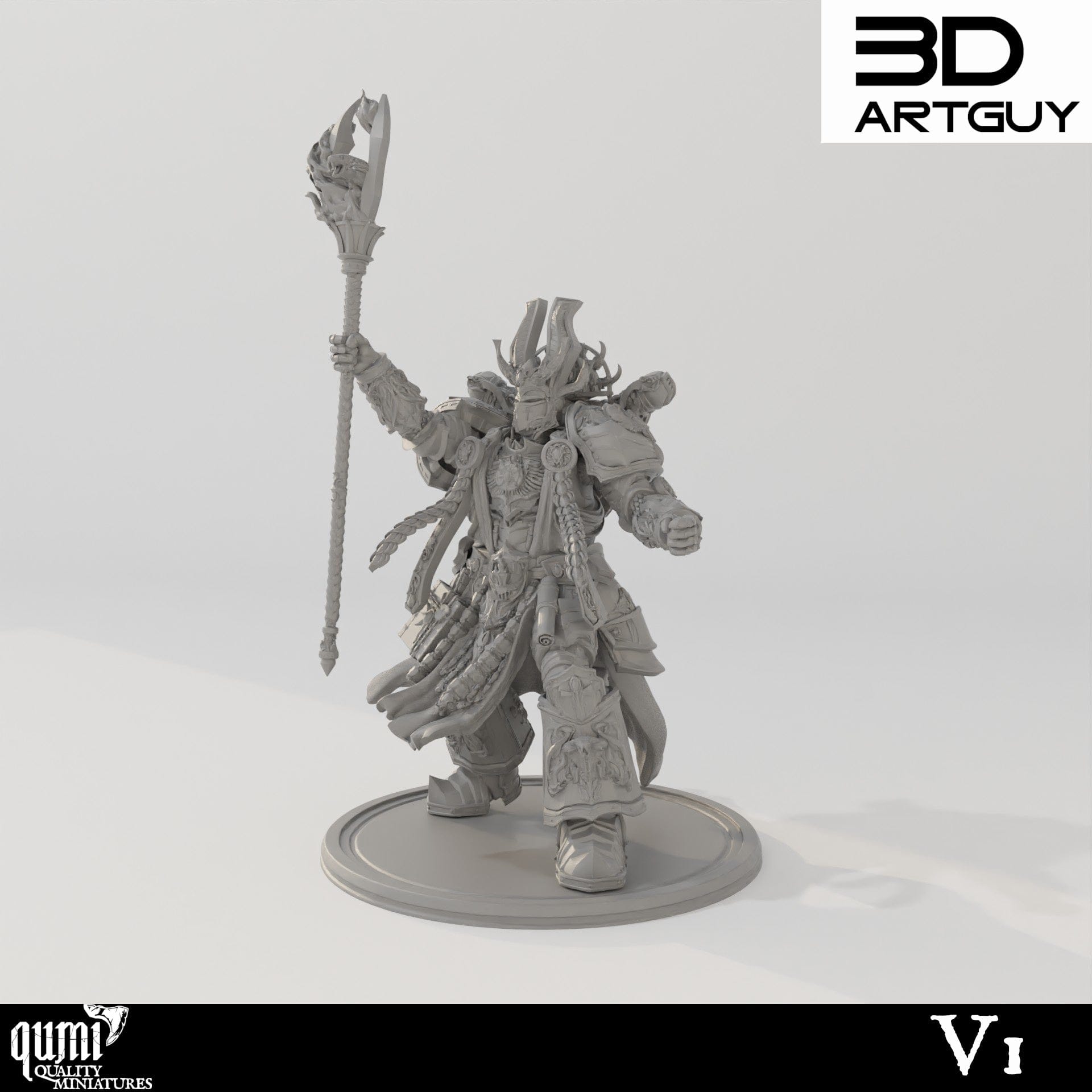 Tabletop RPG Miniature Sorcerer Qumi - 3D ArtGuy 32mm scale / V1 Quality Miniatures - Qumi Wargaming Mini Model Figure