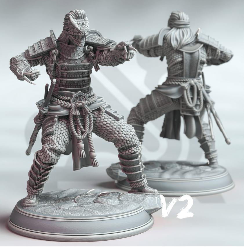 Tabletop Male Samurai Miniature Kazuhira Orochi DM Stash - Quality Miniatures - Qumi