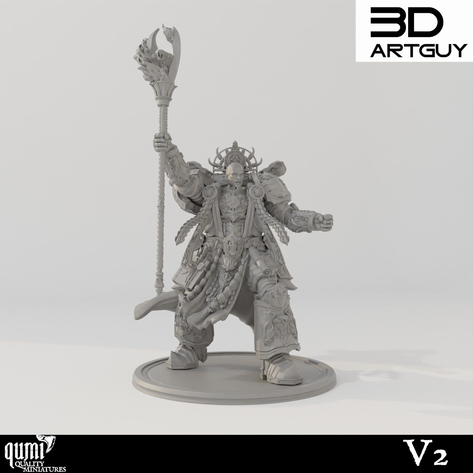 Tabletop RPG Miniature Sorcerer Qumi - 3D ArtGuy 32mm scale / V2 Quality Miniatures - Qumi Wargaming Mini Model Figure