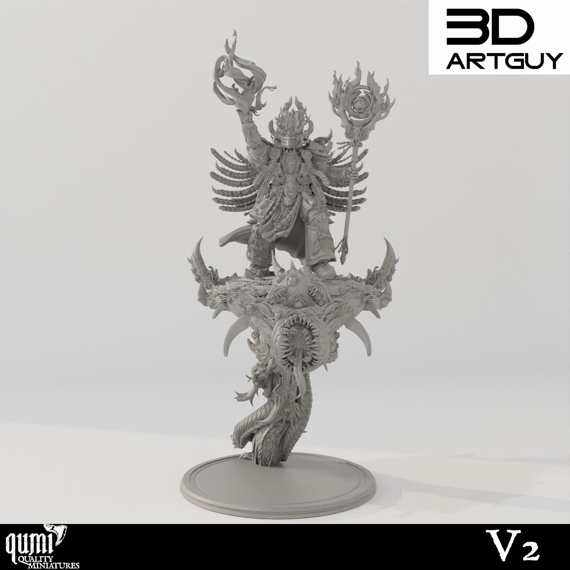 Tabletop RPG Miniature Sorcerer Supreme Qumi - 3D ArtGuy 32mm scale / V2 Quality Miniatures - Qumi Wargaming Mini Model Figure