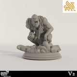 V3 variant monster miniature with scale reference chart and arrows.