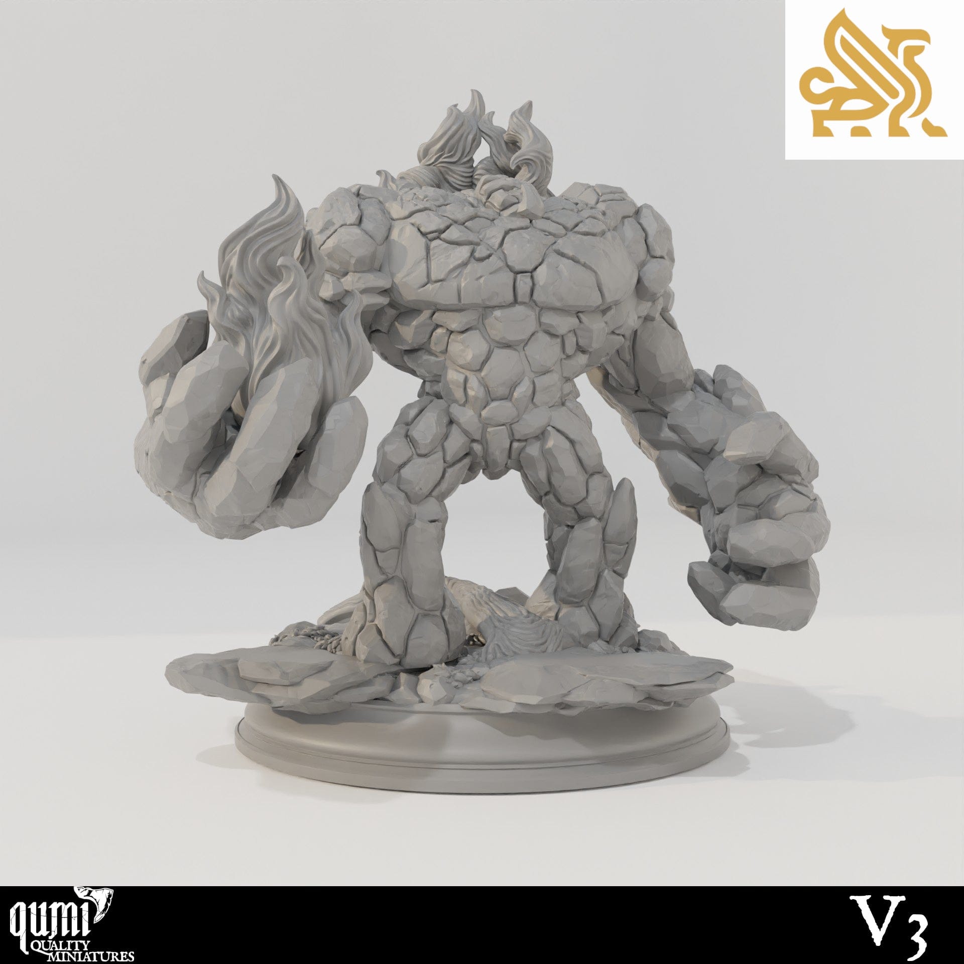 Tabletop RPG Miniature Elemental Golems 32mm Qumi - DM Stash 32mm Scale / V3 Lava Golem Quality Miniatures - Qumi Wargaming Mini Model Figure