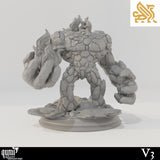 Back view of the fire golem showing rocky texture and flame details.
