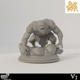 V2 variant monster with skull, shown with scale chart and dimension arrows.