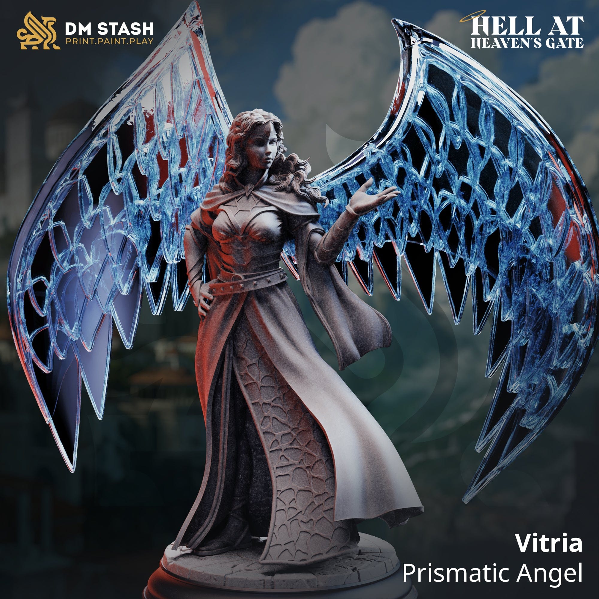 Tabletop Angel Miniature Vitria 32mm 75mm DM Stash - Quality Miniatures - Qumi