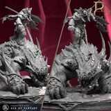 Split-screen view showing different angles of the mounted orc commander model