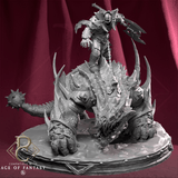 Front-left angle of an orc fighter mounted on a spiked beast miniature