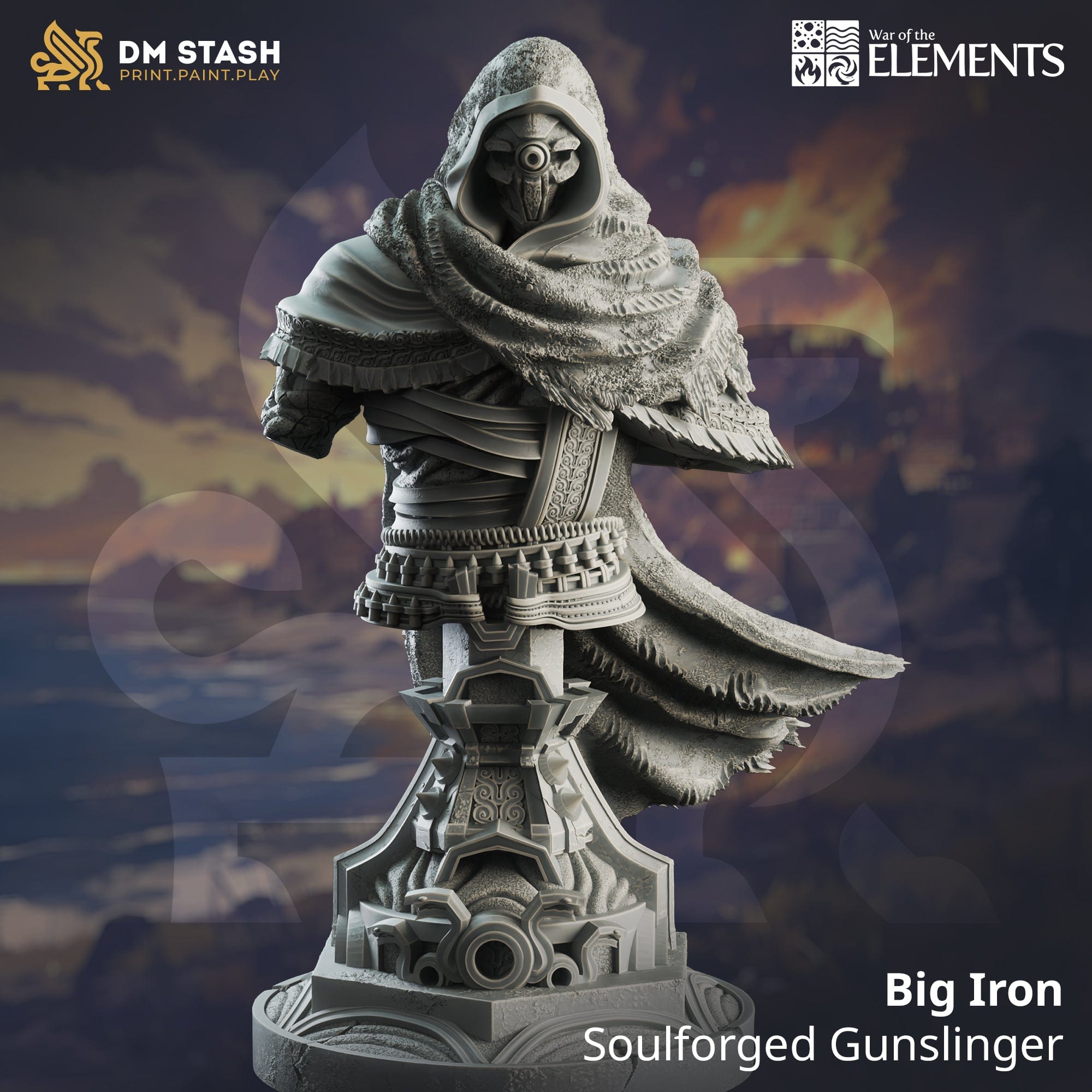 Bust - Big Iron - Soulforged Gunslinger - 32mm 75mm Tabletop RPG Mini - Qumi - DM Stash 75mm Scale Quality Miniatures - Qumi Wargaming Mini Model Figure