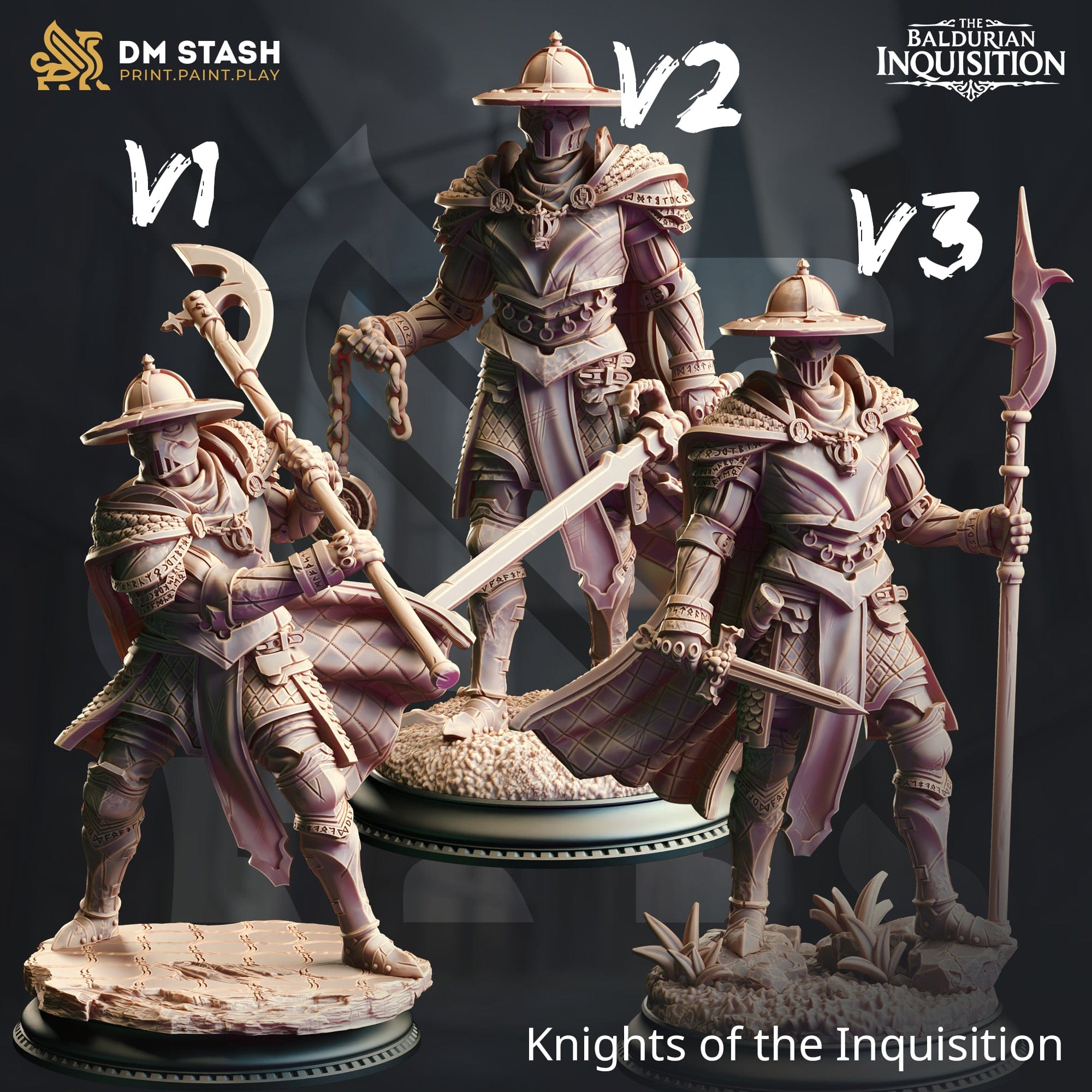 Tabletop RPG Miniature Inquisitor Knights 32mm 75mm Qumi DM Stash 75mm Scale / V1 Quality Miniatures - Qumi Wargaming Mini Model Figure