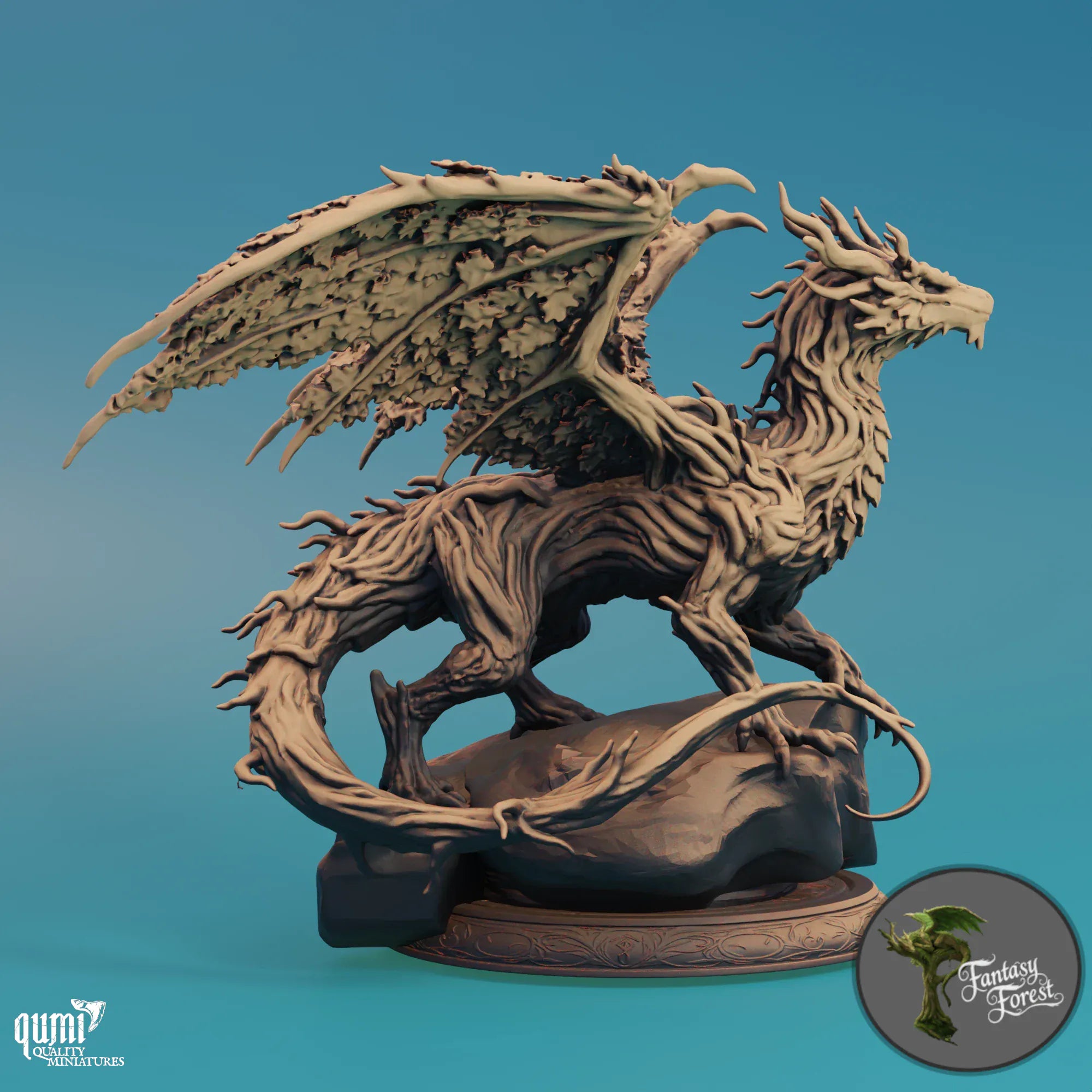 Adult Arboreal Guardian Dragon miniature by Qumi, detailed fantasy forest wargaming figure for RPG and tabletop gaming.