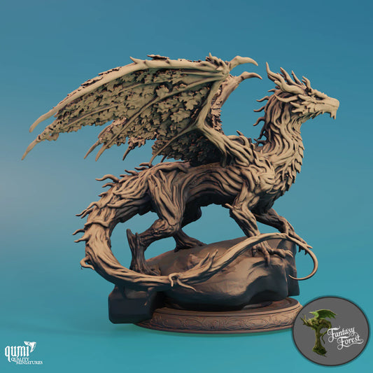 Adult Arboreal Guardian Dragon miniature by Qumi, detailed fantasy forest wargaming figure for RPG and tabletop gaming.