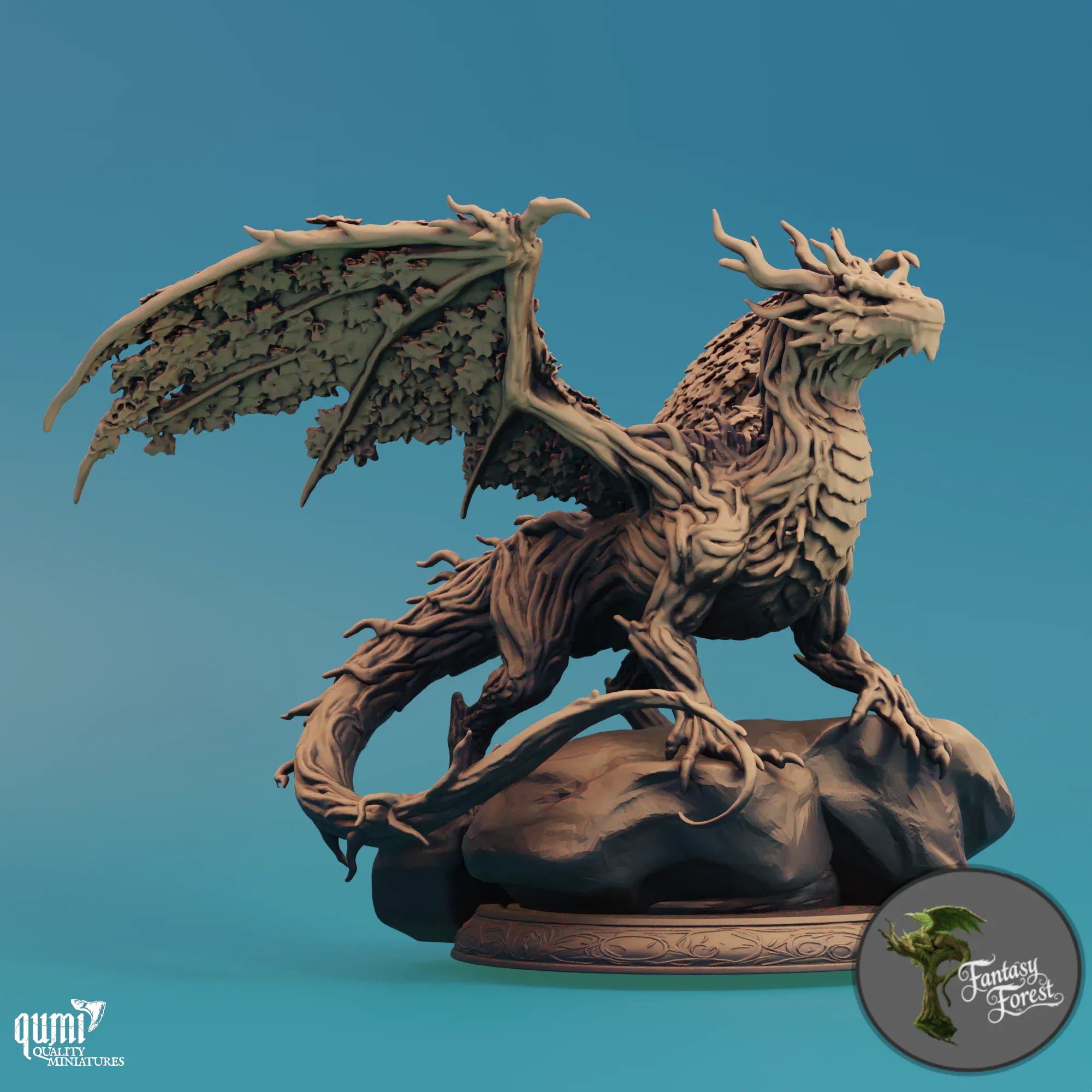 Adult arboreal guardian dragon miniature from Qumi Fantasy Forest, detailed tabletop figure for wargaming and RPG adventures.