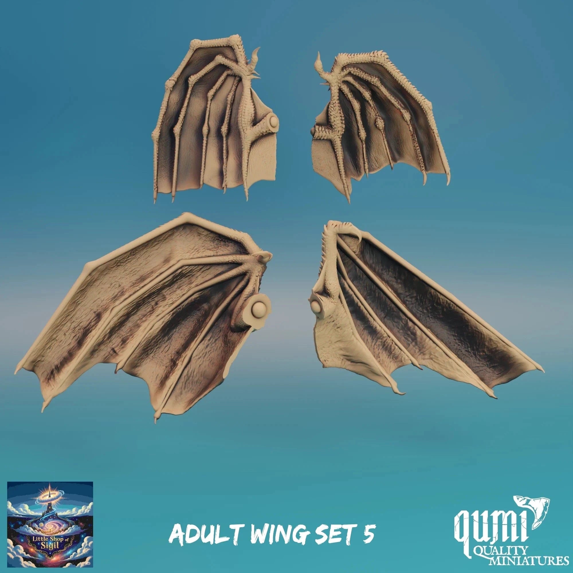 Adult Dragon Wing Bits Miniature Kitbash Accessories Customizable - Quality Miniatures - Qumi