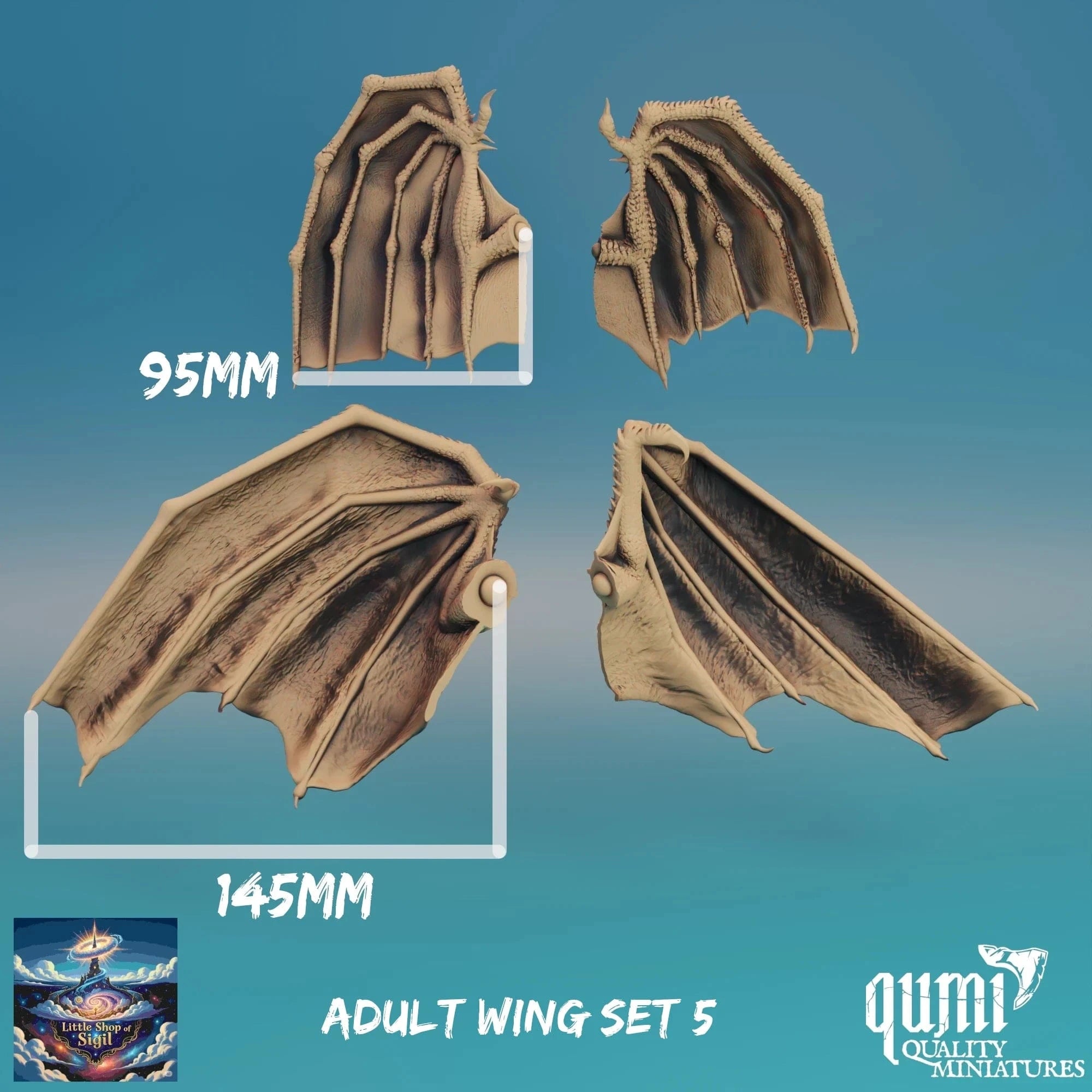 Adult Dragon Wing Bits Miniature Kitbash Accessories Customizable - Quality Miniatures - Qumi