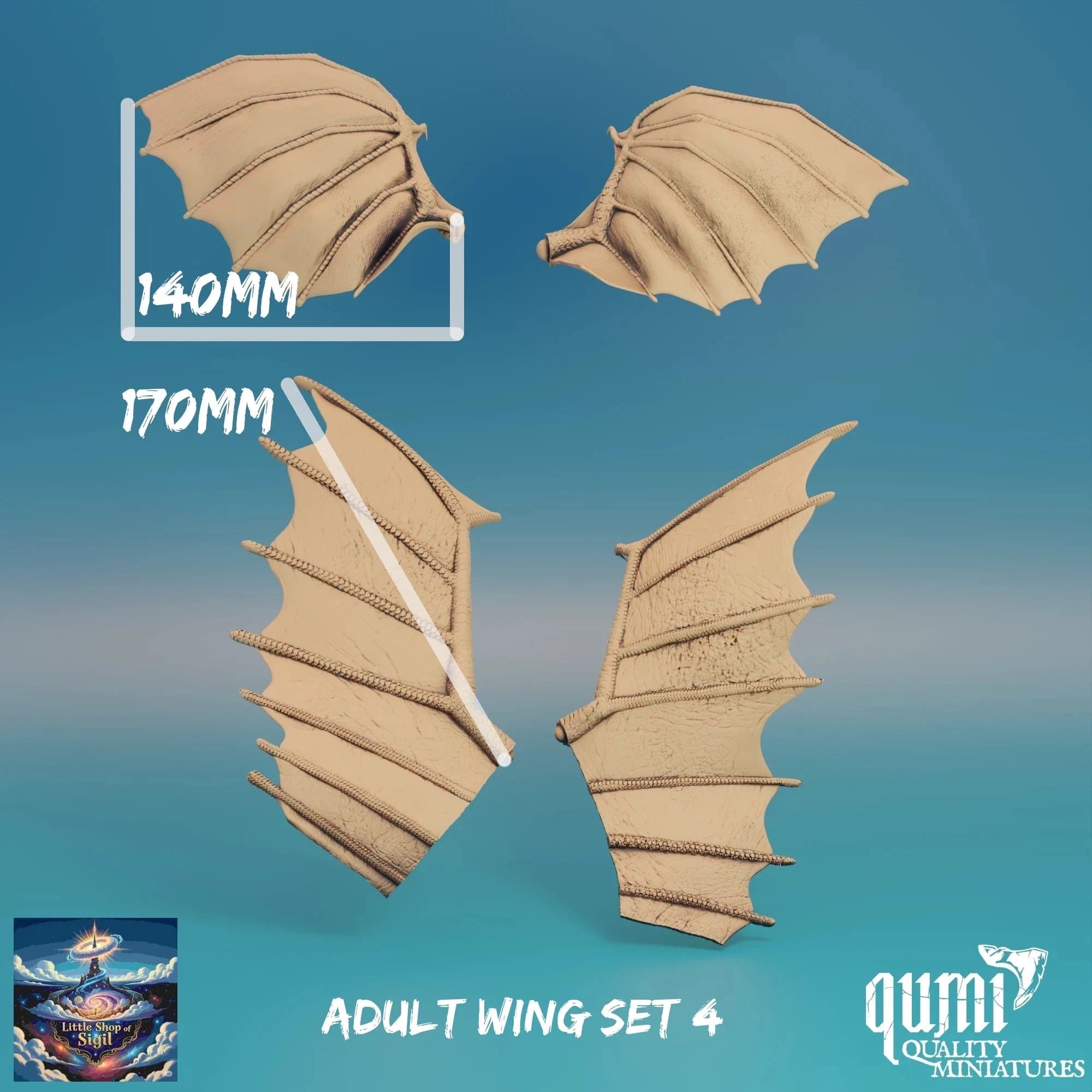 Adult Dragon Wing Bits Miniature Kitbash Accessories Customizable - Quality Miniatures - Qumi