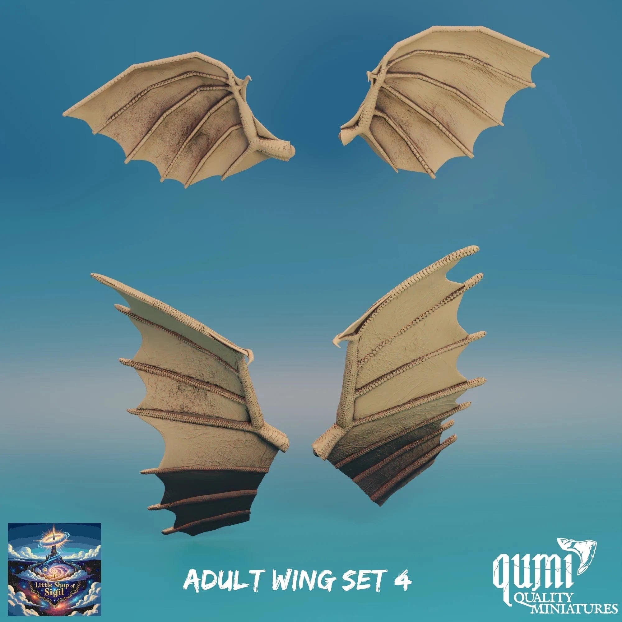 Adult Dragon Wing Bits Miniature Kitbash Accessories Customizable - Quality Miniatures - Qumi