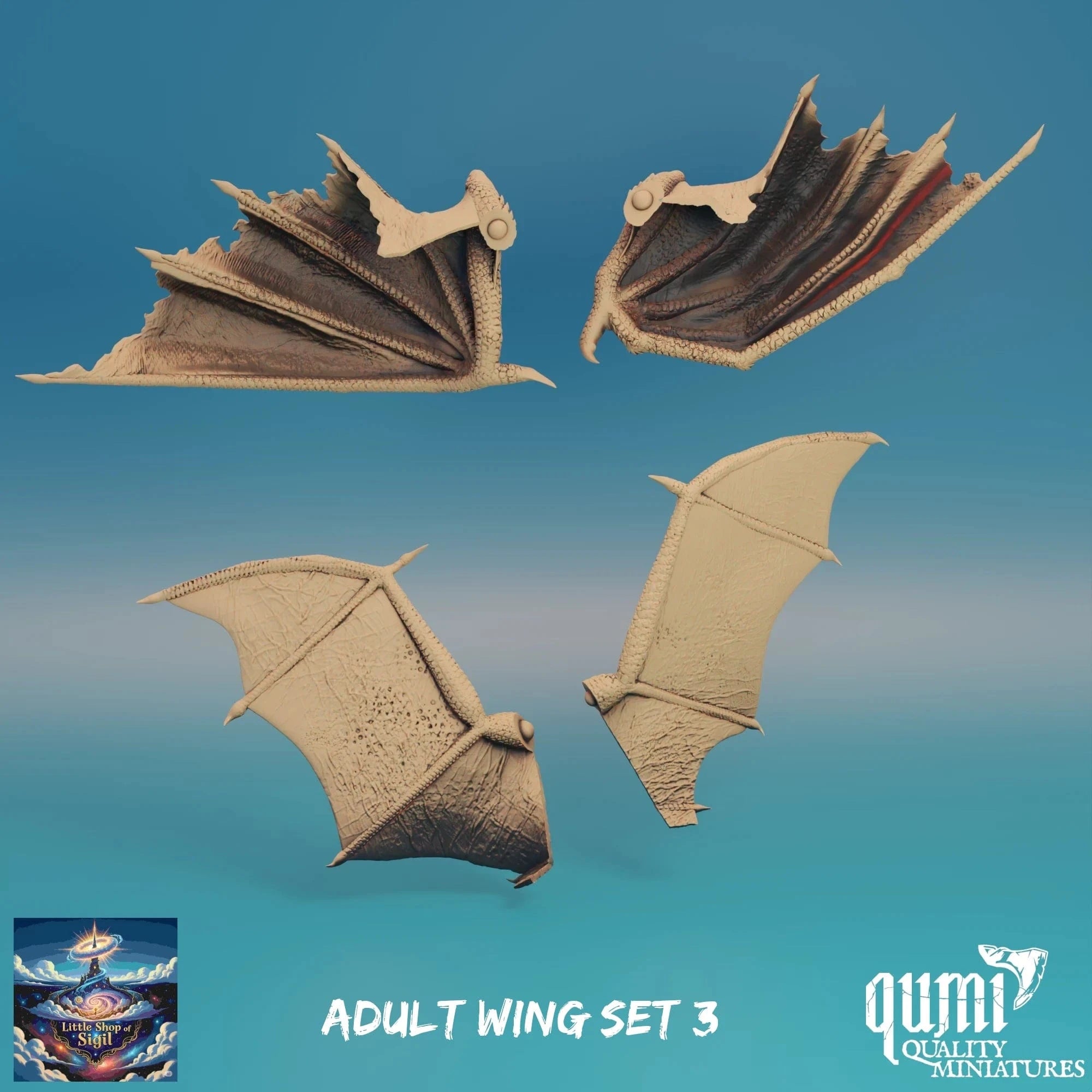 Adult Dragon Wing Bits Miniature Kitbash Accessories Customizable - Quality Miniatures - Qumi