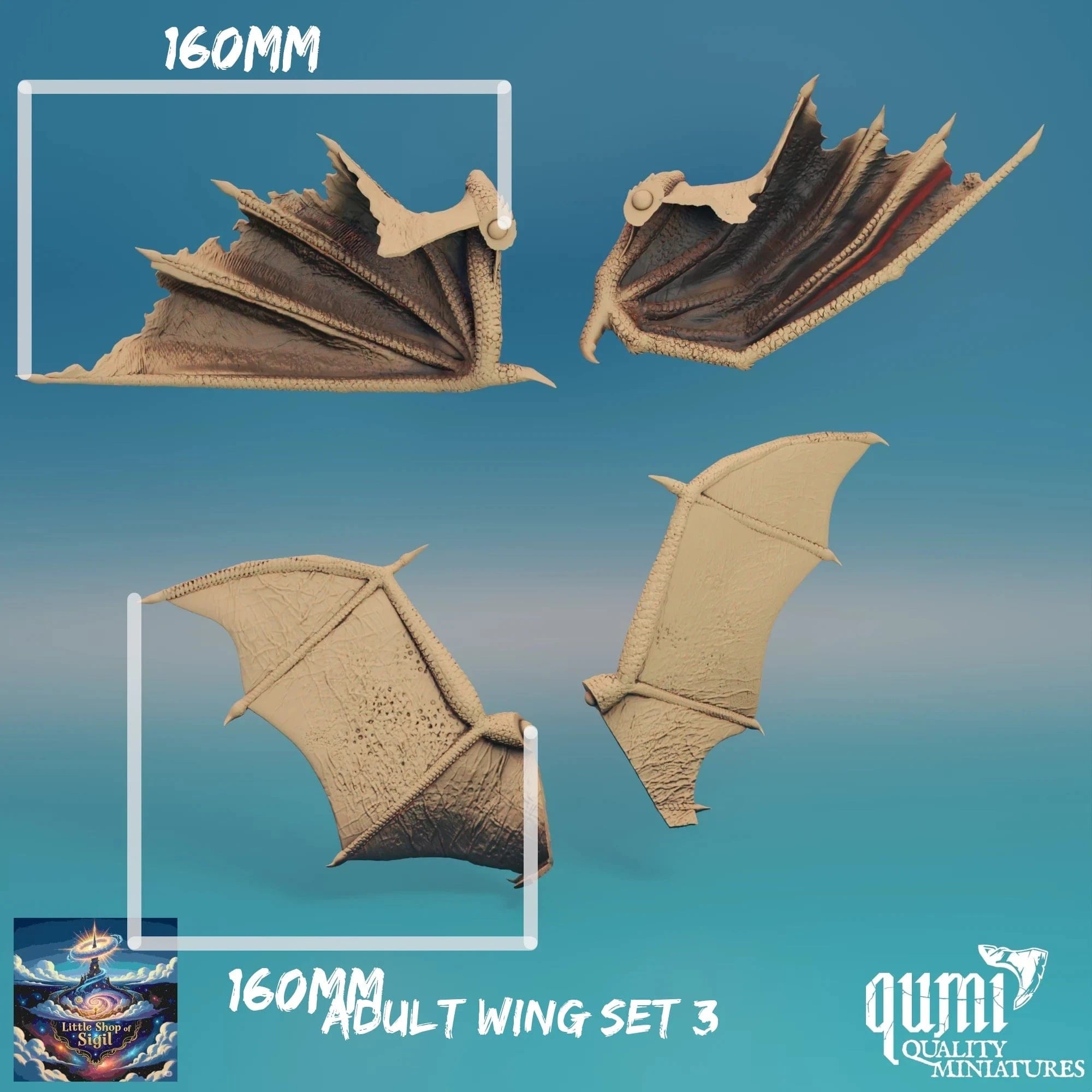 Adult Dragon Wing Bits Miniature Kitbash Accessories Customizable - Quality Miniatures - Qumi