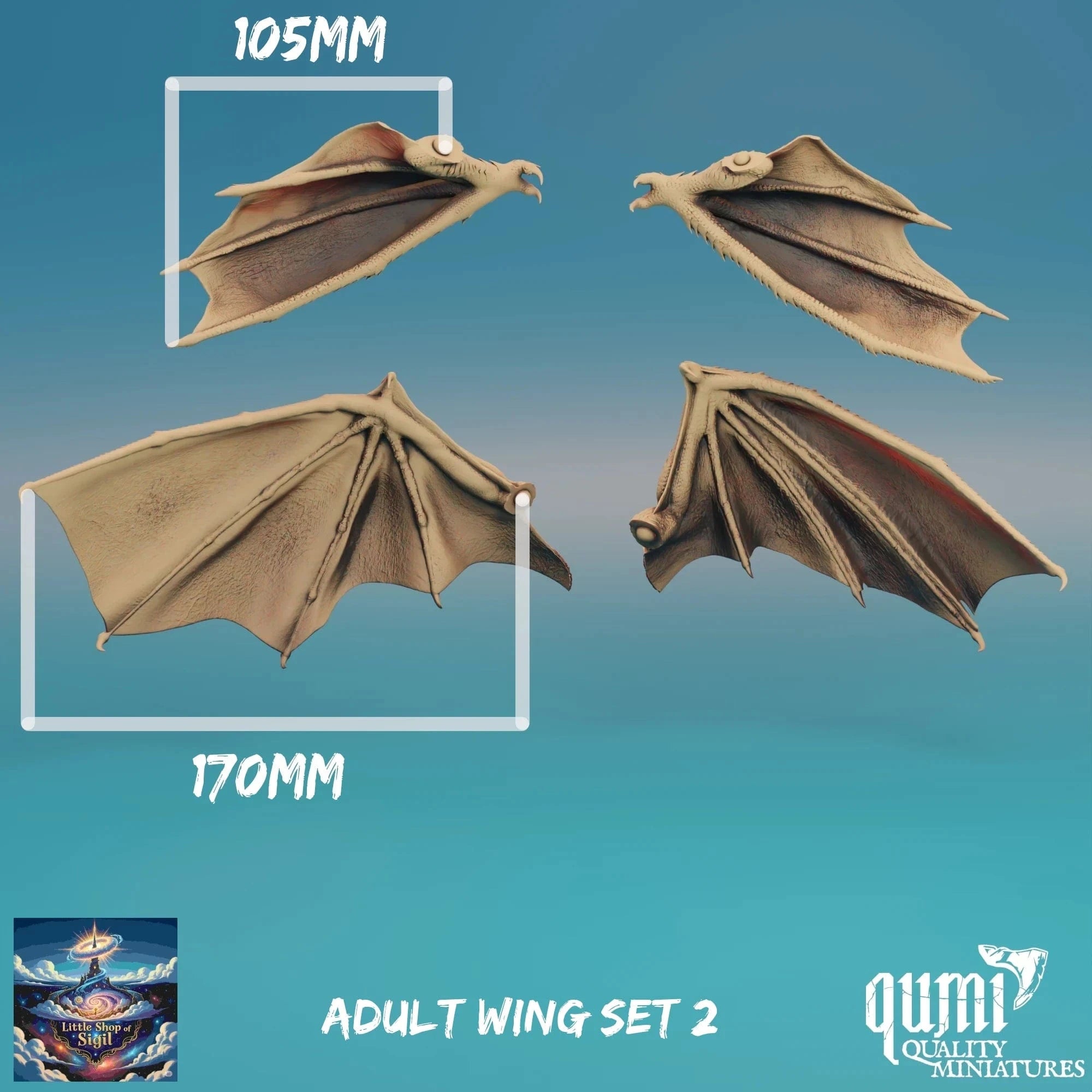 Adult Dragon Wing Bits Miniature Kitbash Accessories Customizable - Quality Miniatures - Qumi