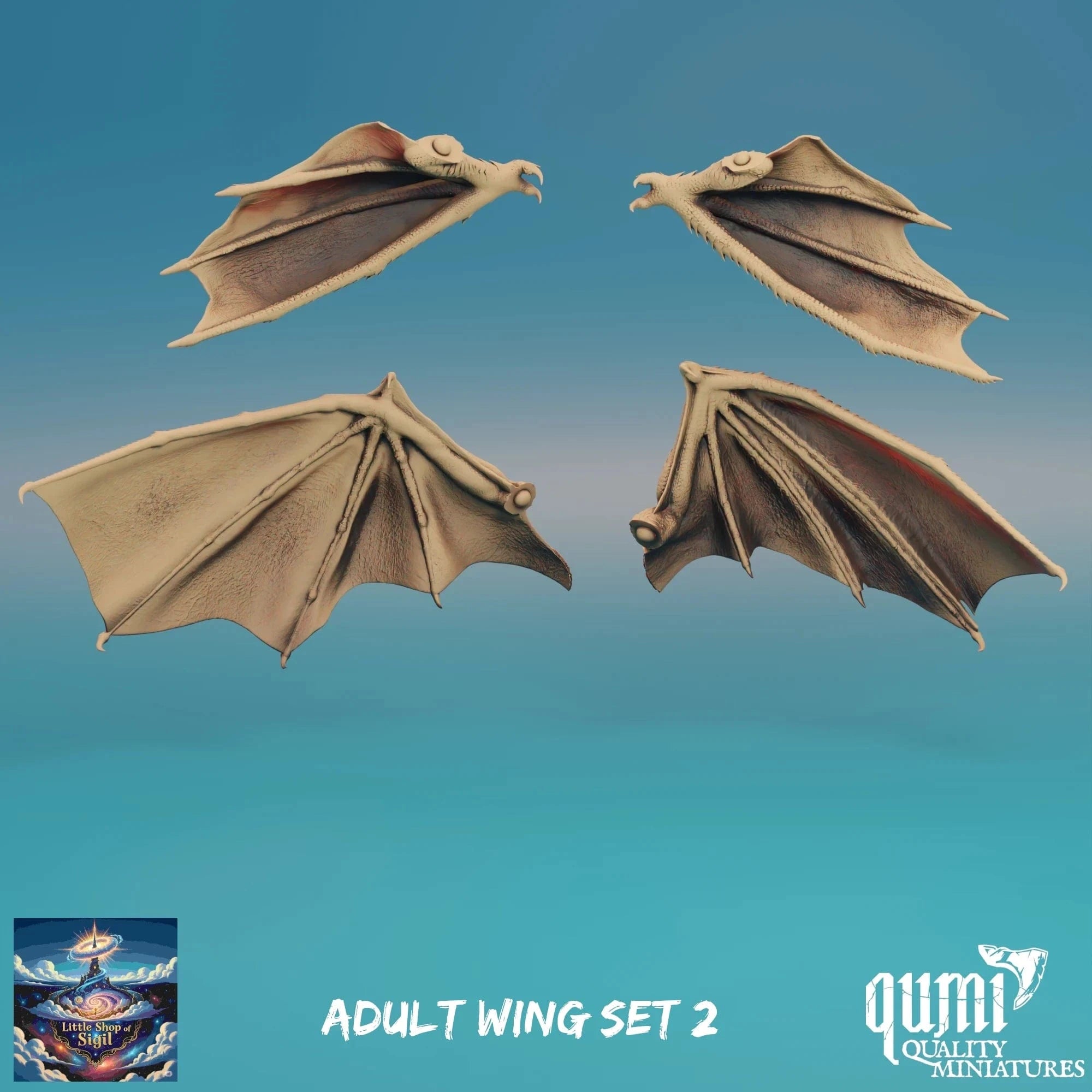 Adult Dragon Wing Bits Miniature Kitbash Accessories Customizable - Quality Miniatures - Qumi