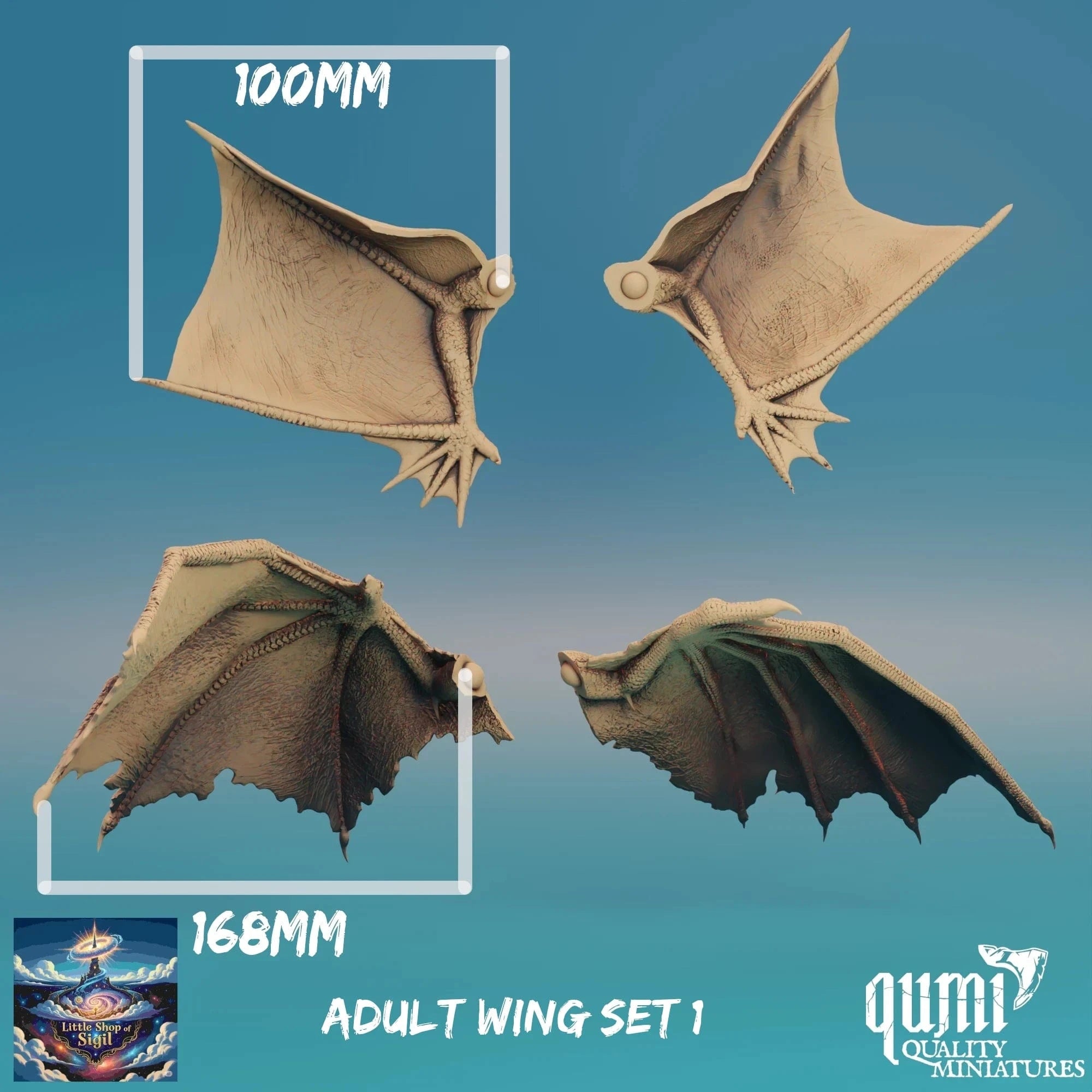 Adult Dragon Wing Bits Miniature Kitbash Accessories Customizable - Quality Miniatures - Qumi