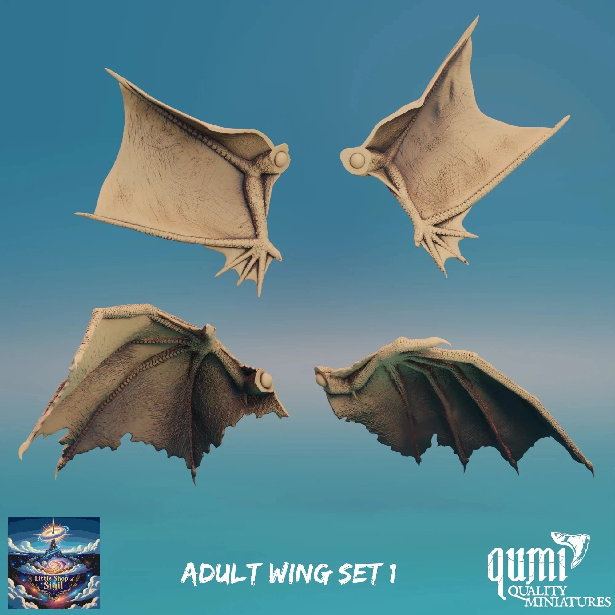 Adult Dragon Wing Bits Miniature Kitbash Accessories Customizable - Quality Miniatures - Qumi