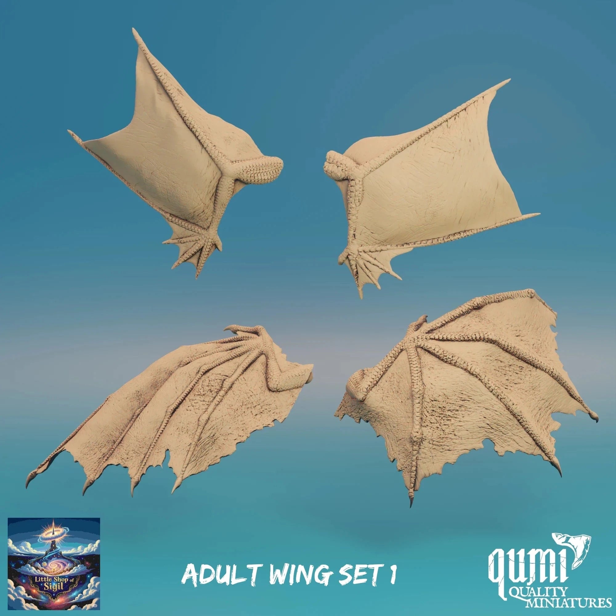 Adult Dragon Wing Bits Miniature Kitbash Accessories Customizable - Quality Miniatures - Qumi