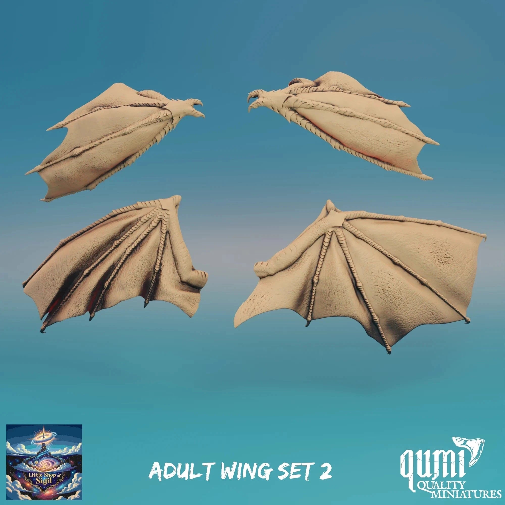 Adult Dragon Wing Bits Miniature Kitbash Accessories Customizable - Quality Miniatures - Qumi