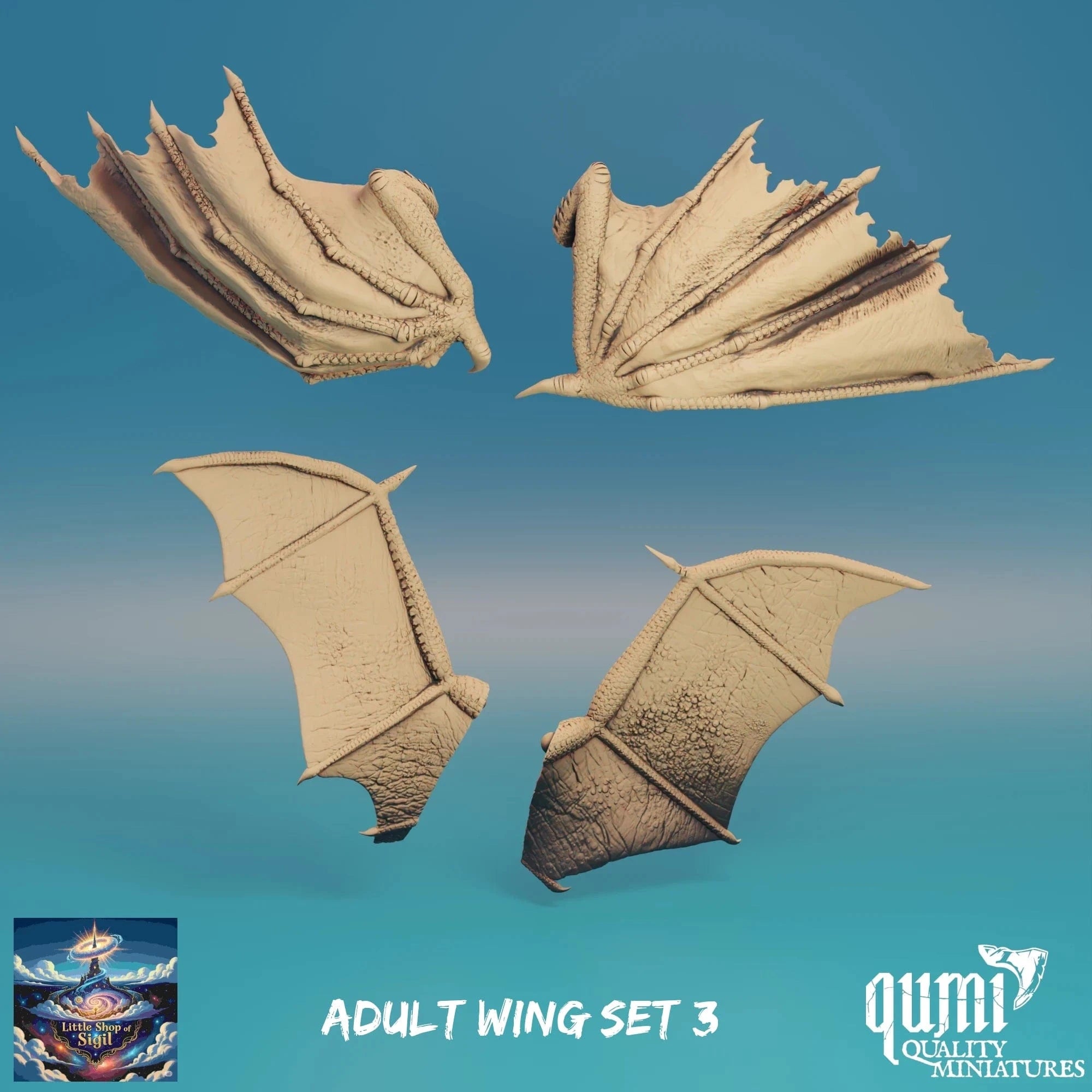 Adult Dragon Wing Bits Miniature Kitbash Accessories Customizable - Quality Miniatures - Qumi