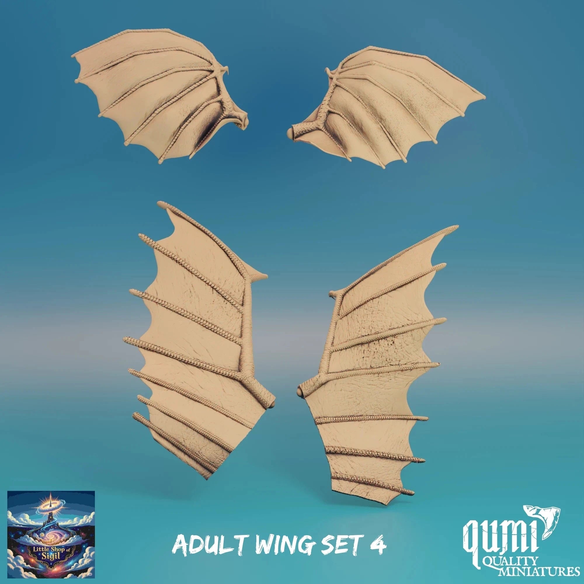 Adult Dragon Wing Bits Miniature Kitbash Accessories Customizable - Quality Miniatures - Qumi