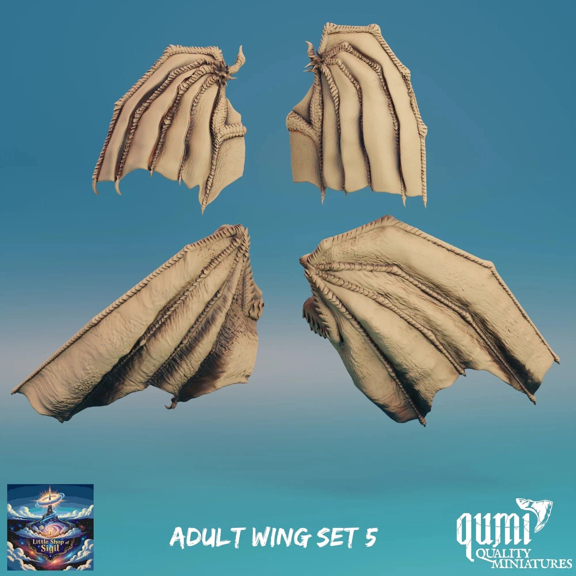 Adult Dragon Wing Bits Miniature Kitbash Accessories Customizable - Quality Miniatures - Qumi