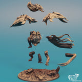 Einzelteile des Schatten-Drachen Resin-Bausatzes vor dem Zusammenbau