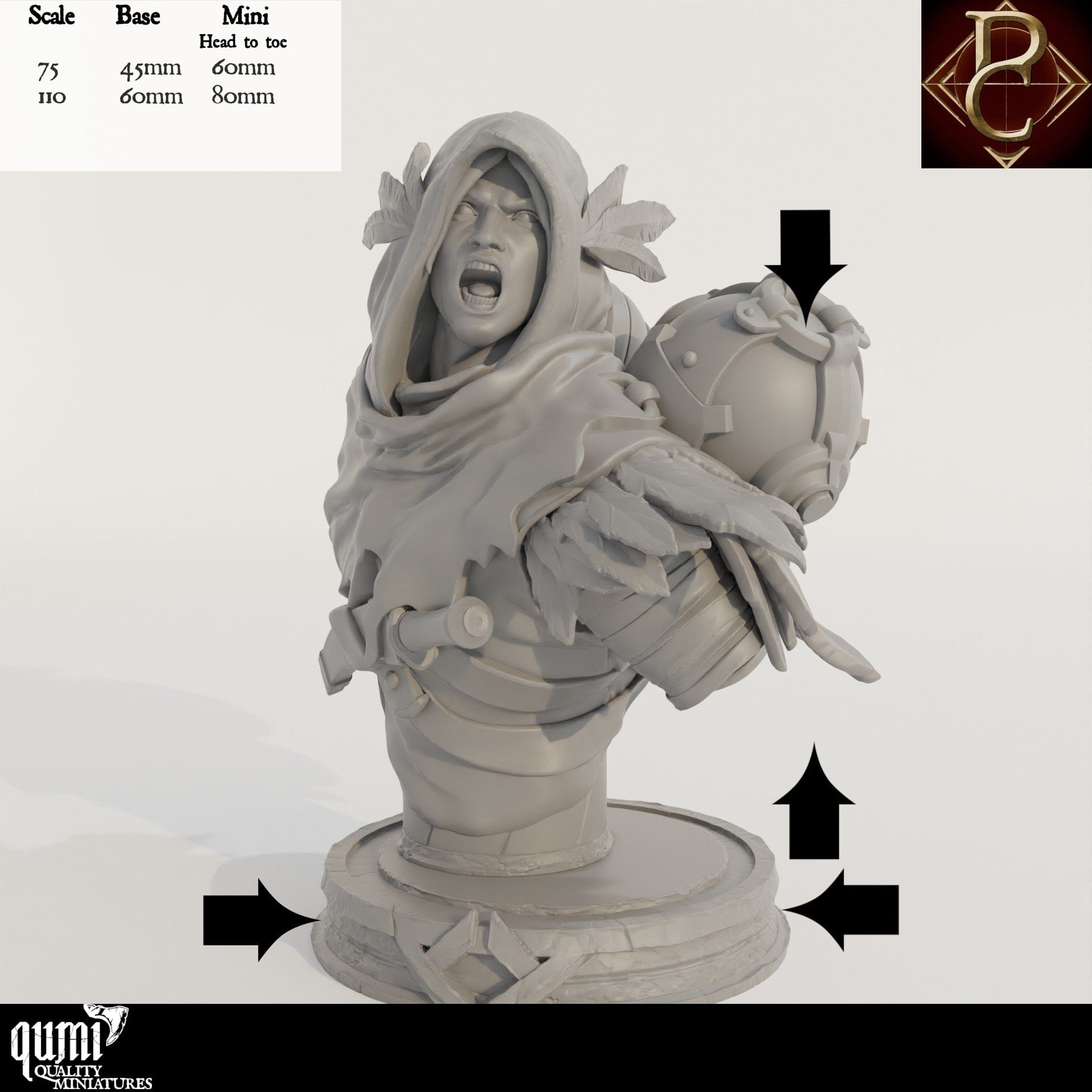 Aerithrian Wind Defender Bust - 32mm Tabletop RPG Mini - Qumi - Parasite Collectibles Quality Miniatures - Qumi Wargaming Mini Model Figure