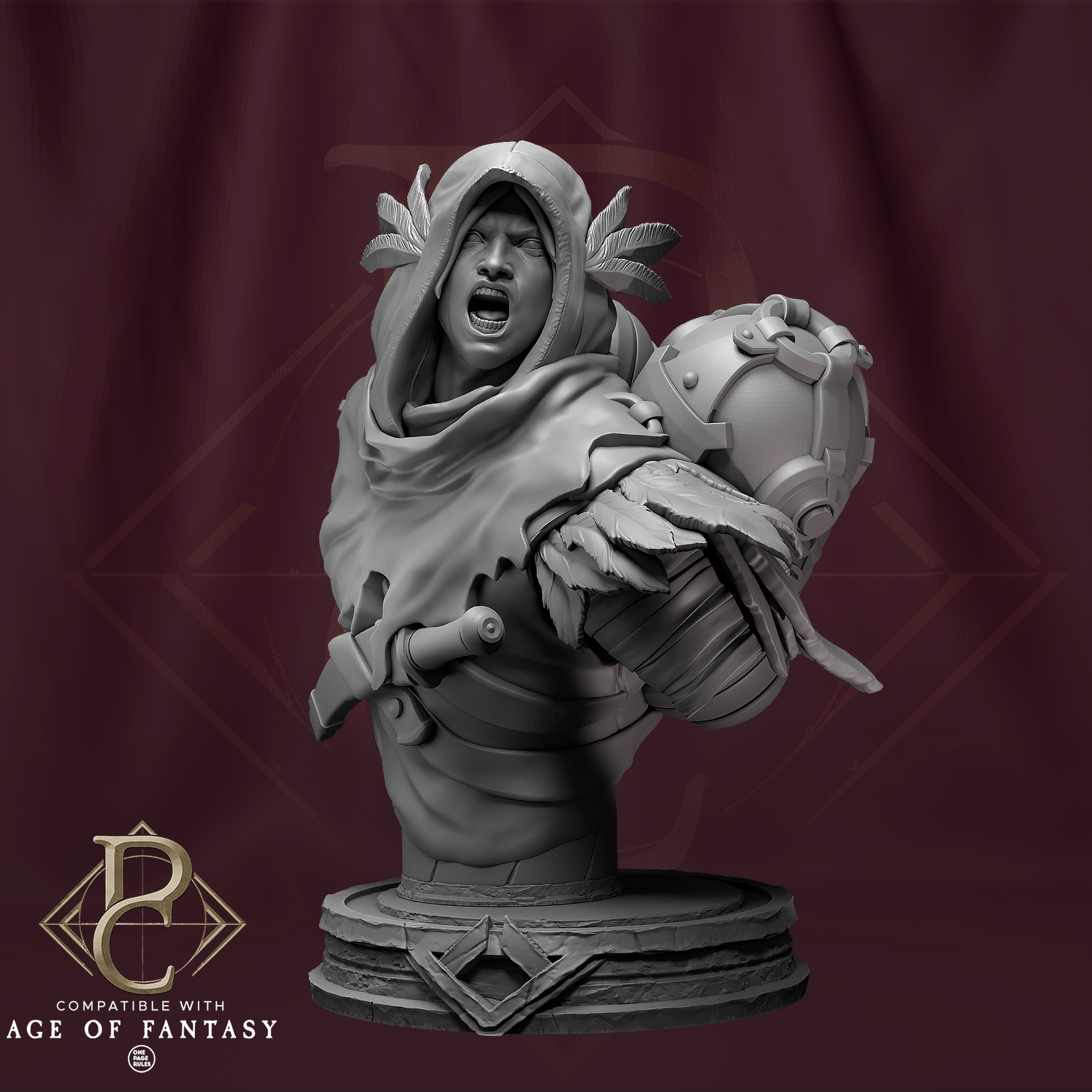 Aerithrian Wind Defender Bust - 32mm Tabletop RPG Mini - Qumi - Parasite Collectibles Quality Miniatures - Qumi Wargaming Mini Model Figure