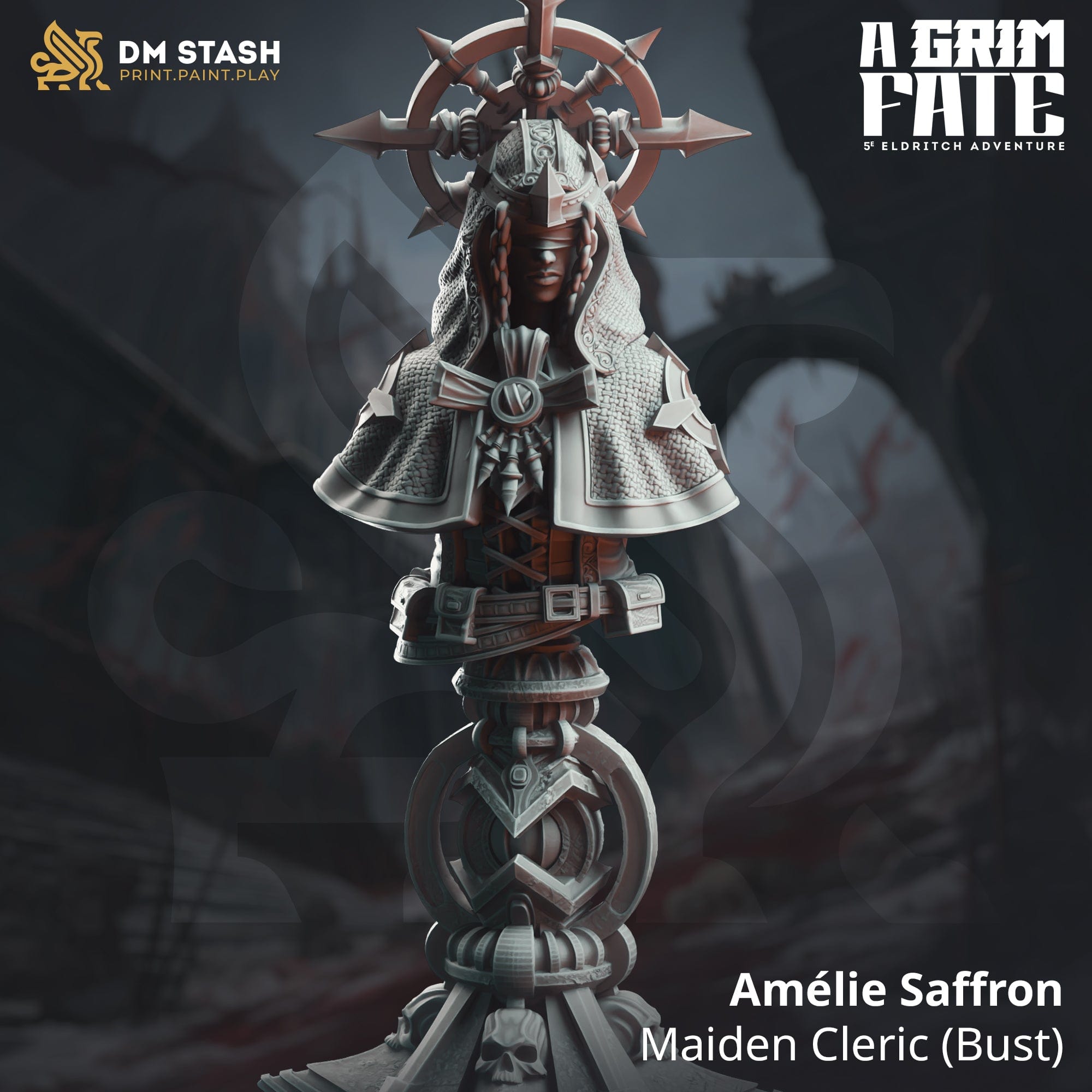 Amélie Saffron Bust -  Tabletop RPG Mini - Qumi - DM Stash Quality Miniatures - Qumi Wargaming Mini Model Figure