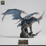 Ganzkörperansicht der Blauer Drache Miniatur auf einer 100mm Basis