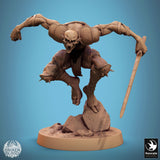 Undead ghoul ravager miniature in a dynamic jumping combat pose